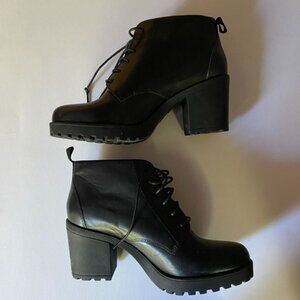 WORN ONCE Vagabond Grace Platform Heeled Boots, Lace-Up, Black Leather, EU40